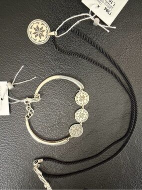 925 Silver Coin Charm Bracelet & Necklace Set – Minimalist Geometric Design